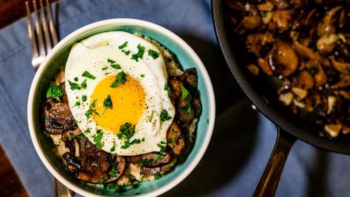 This Savory Mushroom Oatmeal recipe doesn't take much time because it uses quick steel cut oats. (Henri Hollis for The Atlanta Journal-Constitution)