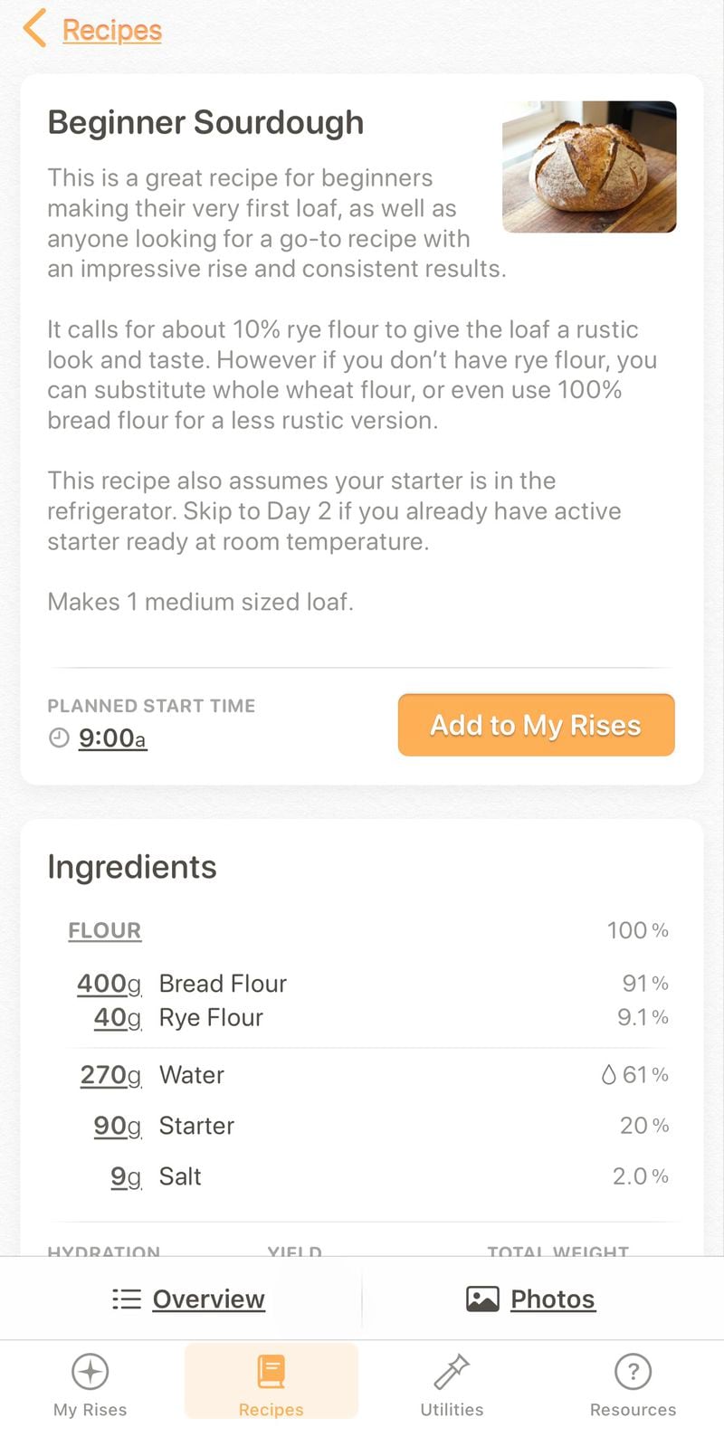 Screenshot from Rise-Sourdough Baking