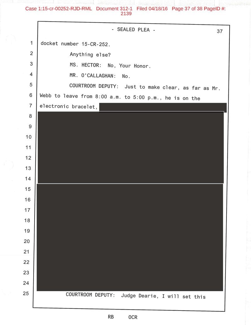 Large portions of the plea deal were redacted