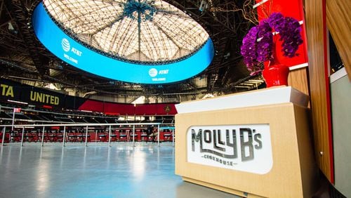 The new "super fans section" at Mercedes-Benz Stadium will be located in seats below "Molly B's" restaurant. CONTRIBUTED BY HENRI HOLLIS