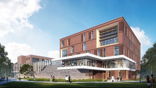 This is a rendering of the planned Calvin Smyre Education Center on the Morehouse School of Medicine campus. The building will contain conference and education space, group workspace for students and office space. It's scheduled to be completed in 2024. Image credit: Morehouse School of Medicine.