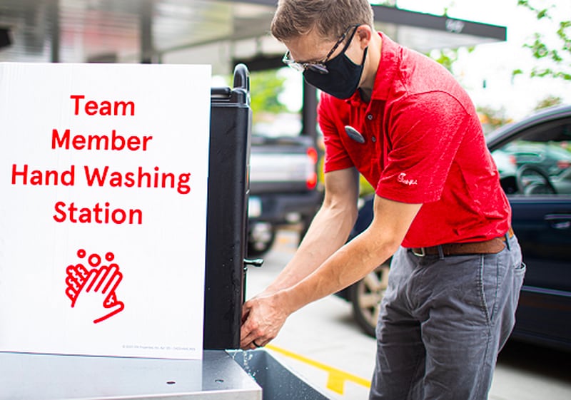 Chick-fil-A is installing new outdoor handwashing stations at its locations.