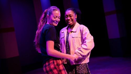 From left, Emma (Wynne Kelly) and Alyssa (Tatyana Mack) star as clandestine sweethearts in "The Prom." Photo: Isaac Breiding