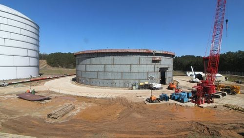 A photo shows the expansion currently underway at Atlanta Gas Light's Cherokee County liquified natural gas (LNG) storage site. Once completed, it will be the company's largest LNG facility. SPECIAL to the AJC