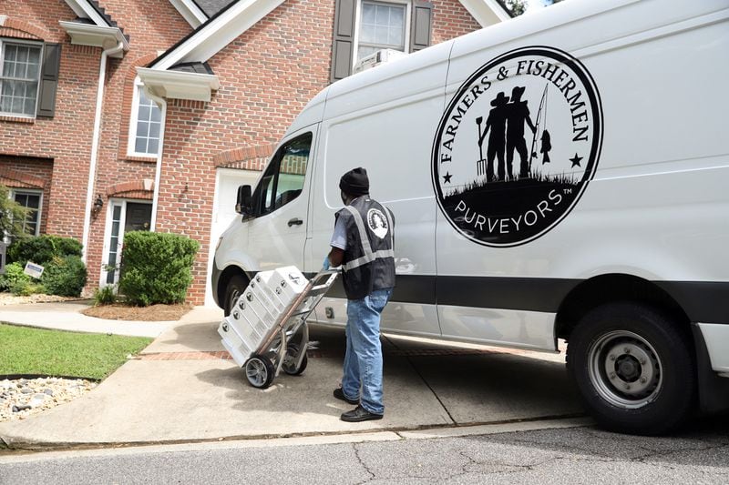 Farmers & Fishermen Purveyors uses a fleet of smaller refrigerated Mercedes Sprinter vans, which makes it easier to deliver in residential neighborhoods. Courtesy of Farmers & Fishermen Purveyors