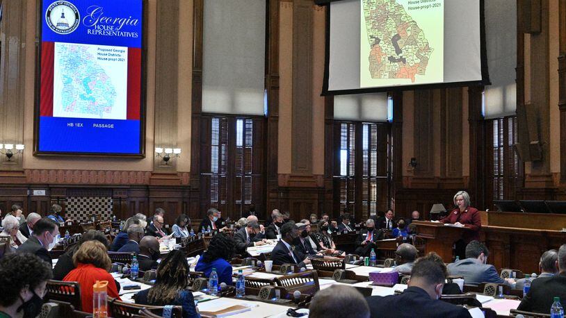During redistricting in 2021, Republicans legislators redrew political lines in a way that resulted in their party adding a congressional seat north of Atlanta that was previously held by Democratic U.S. Rep. Lucy McBath, who is Black. A trial began Tuesday in federal court that could lead to a redrawing of the state's political lines after the U.S. Supreme Court recently upheld the landmark Voting Rights Act, which was designed to protect representation of Black voters. (Hyosub Shin / Hyosub.Shin@ajc.com)