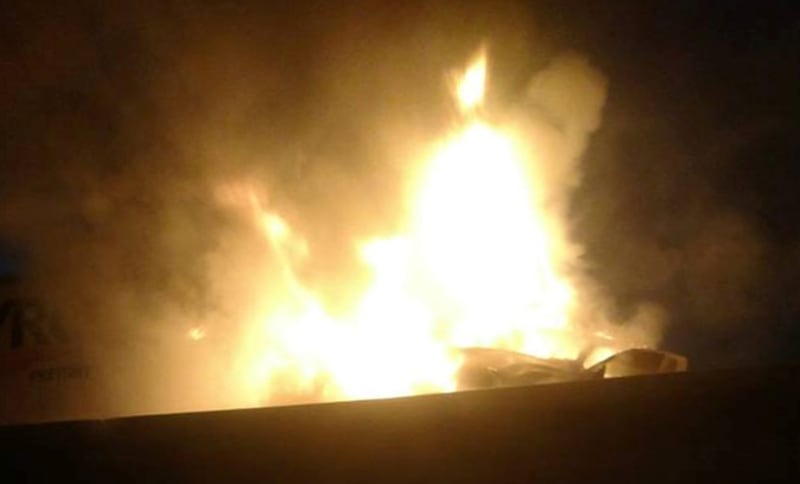 A fiery wreck on I-10 in Texas killed four people from metro Atlanta. (Photo: KHOU-TV)