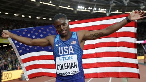 Christian Coleman attended Our Lady Of Mercy Catholic High School in Fayetteville. (AP Photo/Matthias Schrader)