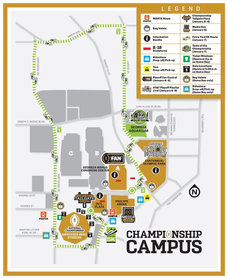 Map of the College Football Championship Campus near Mercedes Benz Stadium and the Georgia World Congress Center