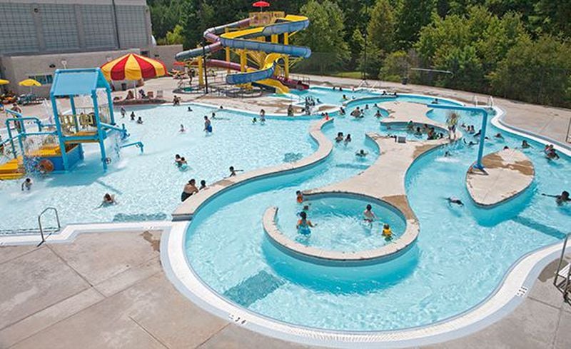 Gwinnett County pools like the Mountain Park Aquatic Center offer amenities like beach entry, water play structures, slides and picnic areas.