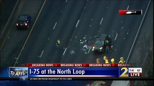 All I-75 southbound lanes in Cobb County were shut down at times during the Monday morning commute.
