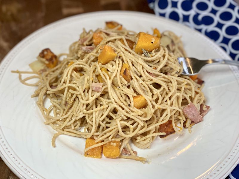 Start the new year with good-for-you comfort food, such as Roasted Squash Carbonara. Kellie Hynes for The AJC