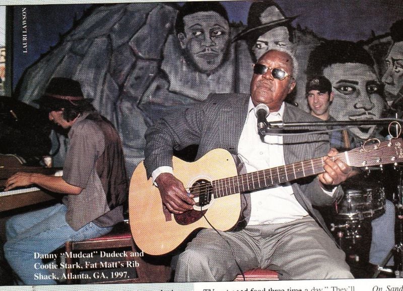 FILE: Fat Matt’s Rib Shack is small but has presented some blues legends, including Cootie Stark, seen here at the rib joint in a photo from 1997. Courtesy of Fat Matt’s Rib Shack
