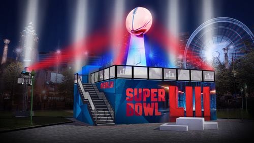 A rendering of the Vince Lombardi Trophy sculpture that will be installed at Centennial Olympic Park for Super Bowl Live.