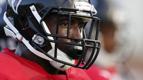 Falcons strong safety Keanu Neal is shown during their annual Friday Night Lights NFL football practice at Grayson High School, in Loganville, Ga. (AP Photo/John Bazemore, File)