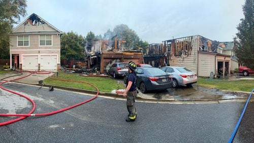 No one was reported injured, but the three burned homes are likely totally destroyed, according to officials.