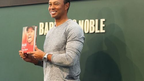 Tiger Woods signs copies of his new book, "The 1997 Masters: My Story" at Barnes & Noble Union Square in New York City.