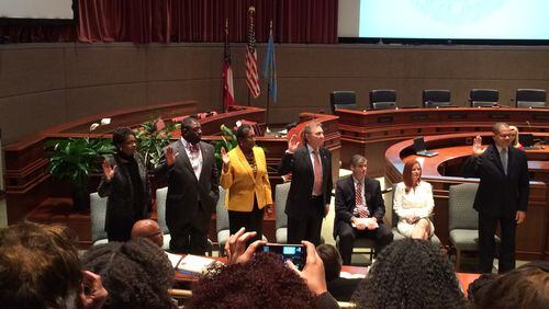 Fulton County commissioners were sworn in Wednesday