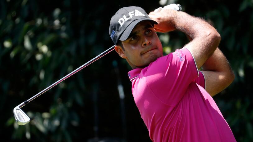 India's Shubhankar Sharma tees off on the second hole in the third round of the Mexico Championship at the Chapultepec Golf Club in in Mexico City, Saturday, March 3, 2018. (AP Photo/Eduardo Verdugo)