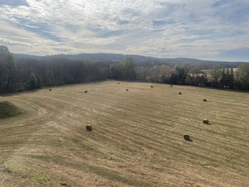 The view from atop the highest mound at the historic Etowah Indian Mounds. The community’s chief is believed to have presided atop the mound over ceremonies in a plaza below, where fellow Native Americans played a game from which lacrosse originated.
