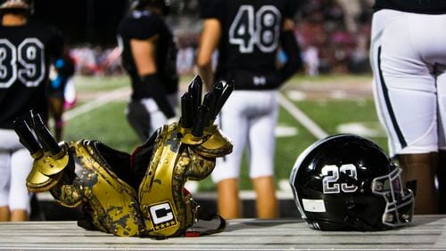 The Alpharetta high school sidelines during the Alpharetta vs. Blessed Trinity high school football game on Friday.