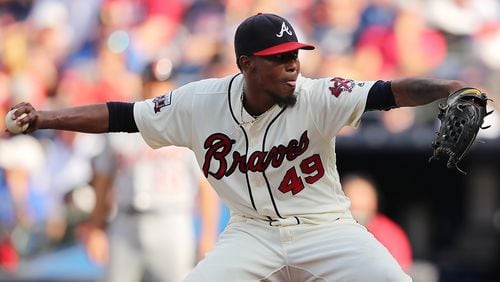 October 02, 2016 Atlanta: Braves Julio Teheran delivers a pitch against the Tigers during the fifth inning in a MLB baseball game during the final game at Turner Field on Sunday, Oct. 2, 2016, in Atlanta.    Curtis Compton /ccompton@ajc.com