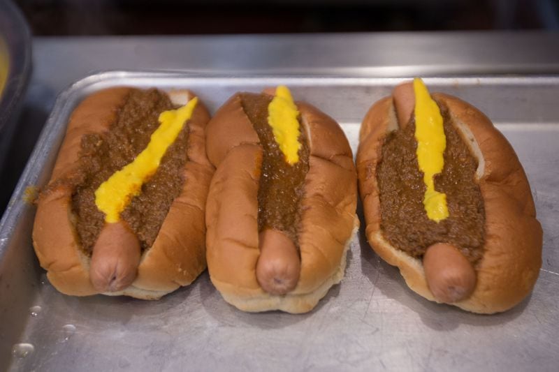  Chili dogs sit ready to be served at The Varsity in downtown Atlanta/ BRANDEN CAMP/SPECIAL