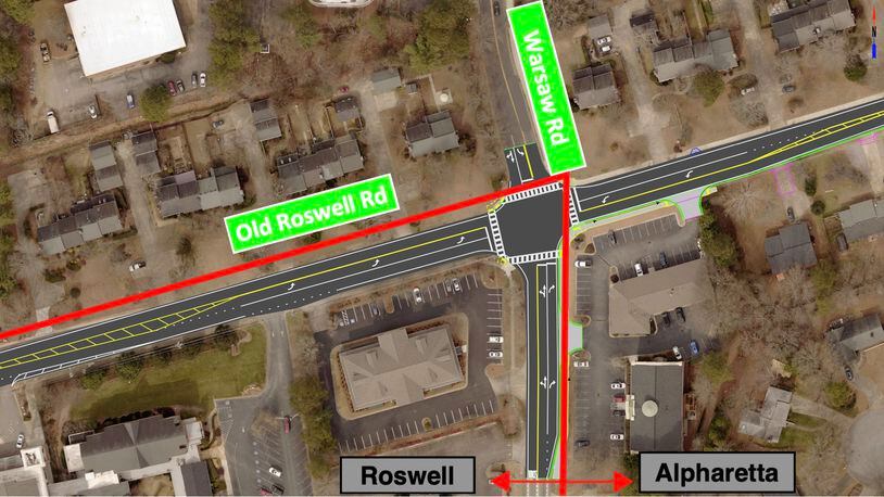 Roswell recently approved a construction contract for Intersection improvements at Old Roswell Road at Warsaw Road. (Courtesy City of Roswell)