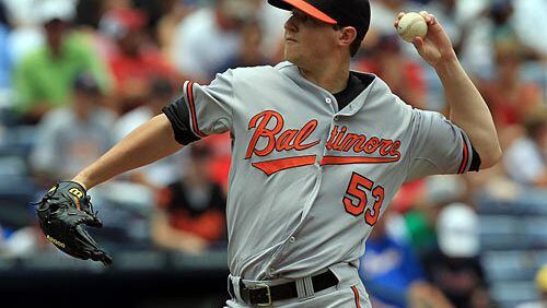 The Orioles sent left-handed pitcher Zach Britton to the mound against Atlanta Sunday.