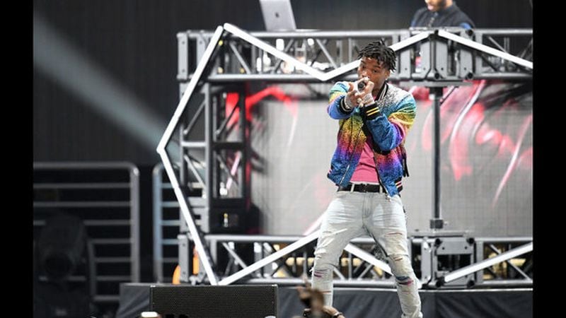 Lil Baby, seen here at the Bud Light Super Bowl Music Fest  at State Farm Arena in January, is back onstage in Atlanta on April 20. (Photo by Kevin Winter/Getty Images for Bud Light Super Bowl Music Fest / EA SPORTS BOWL)