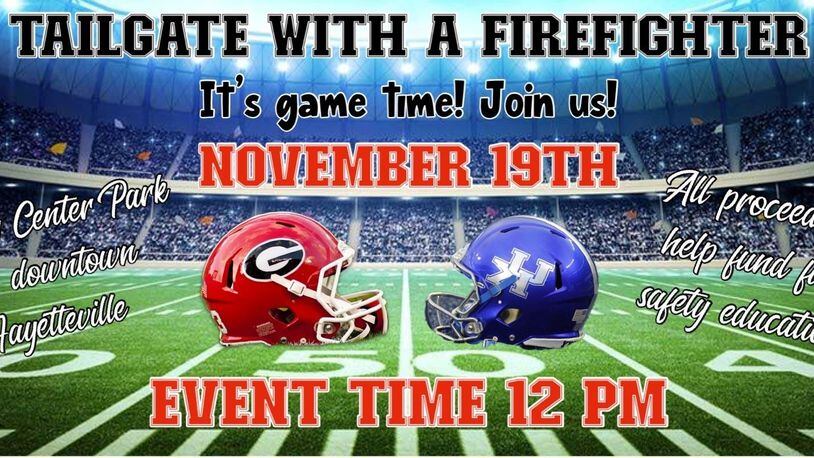 Meet Fayetteville firefighters and see UGA vs. Kentucky football on the big screen at City Center Park in downtown Fayetteville on Nov. 19. (Courtesy of Fayetteville)