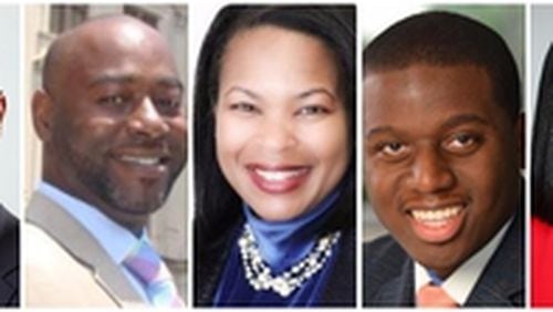 Nick Carlson, a Republican, and Democrats MarcKeith DeJesus, Linda Pritchett, Elijah Tutt and Nikema Williams are running for the 39th District Senate seat left vacant by Sen. Vincent Fort, who is running for Atlanta mayor.