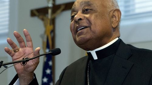 Archbishop Wilton D. Gregory (shown in 2019), who left Atlanta to lead the Washington Archdiocese, is critical of President Donald Trump’s visit to the Saint John Paul II National Shrine. AP PHOTO / JOSE LUIS MAGANA
