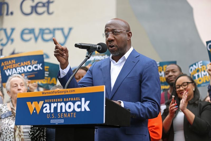 Democratic U.S Sen. Raphael Warnock has said that if he is reelected, he wants to end cash bail for nonviolent misdemeanor offenses. He also supports appointing independent prosecutors to handle shootings involving police and putting more money into police officer training to build trust with communities. (Jason Getz / Jason.Getz@ajc.com)