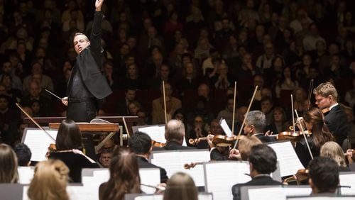 Guest conductor Christopher Allen leads the Atlanta Symphony Orchestra during Thursday night’s concert. CONTRIBUTED BY RAFTERMAN