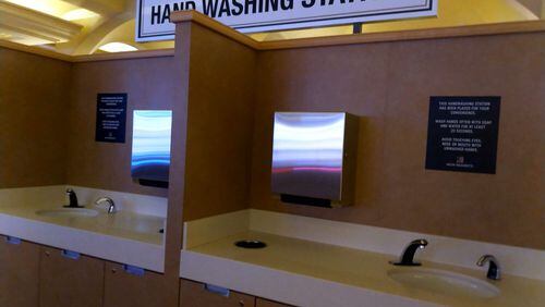 At the Borgata in Atlantic City, as well as New York-New York and the Bellagio in Las Vegas, hand washing stations have been installed on the casino floor.
