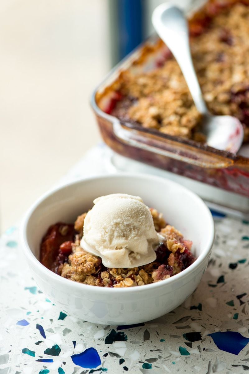 Enjoy your Peach Blackberry Lavender Crisp with a scoop of ice cream. CONTRIBUTED BY MIA YAKEL
