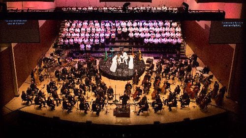 The Atlanta Symphony Orchestra, chorus and soloists joined forces for the premiere of Christopher Theofanidis' "Creation/Creator" in April. The ASO's own label, ASO Media, plans to release a recording of the piece on Sept. 11. CONTRIBUTED BY JEFF ROFFMAN