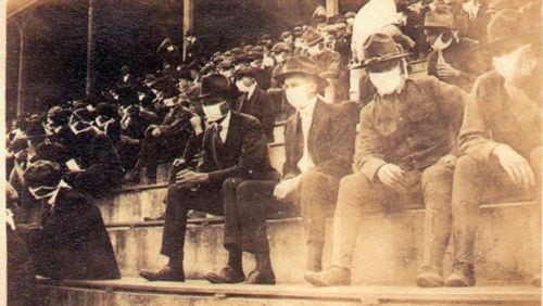A photo of the stands of Grant Field at Georgia Tech during a game played during the 1918 season by Thomas Frederick Carter, then a student at Tech. The photo belongs to Carter's great grandson Andy McNeil, like his great-grandfather a Tech grad. (Courtesy Andy McNeil)