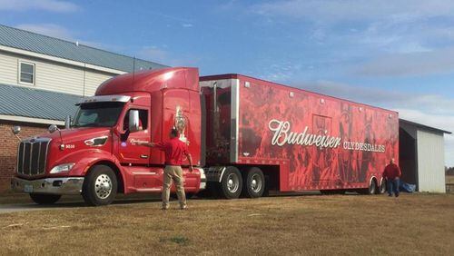 The Budweiser Clydesdales arrived in Gwinnett on Monday, several days ahead of their appearance at Lawrenceville's first-ever Christmas parade.
