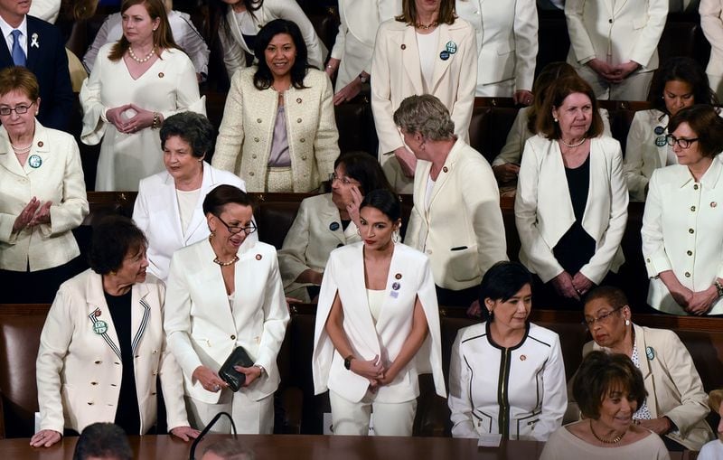 House Democratic women dressed in white for President Trump's State of the Union address in 2019. (Olivier Douliery/Abaca Press/TNS)