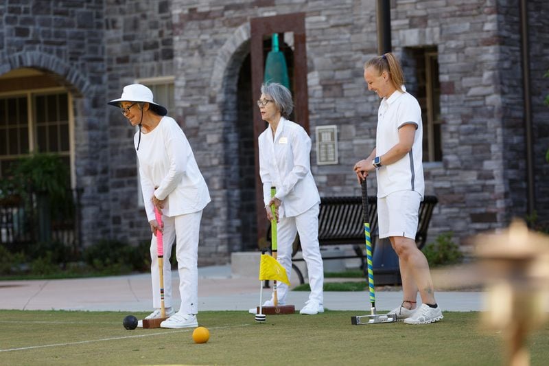 Players at Peachtree Hills Place, a retirement community in Buckhead with a croquet lawn.