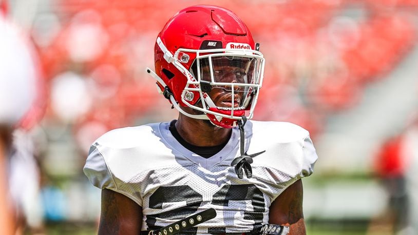 Georgia defensive back Tykee Smith (23) during the Bulldogs’ practice session at Sanford Stadium in Athens, Ga., on Saturday, Aug. 14, 2021. (Photo by Tony Walsh)