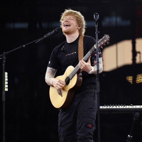 Ed Sheeran perfoms "I'm a Mess" at a sold-out Mercedes Benz Stadium on Saturday, May 27, 2023 on his +=÷x tour. Georgia native Khalid and British singer Dylan opened the show.
Robb Cohen for The Atlanta Journal-Constitution
