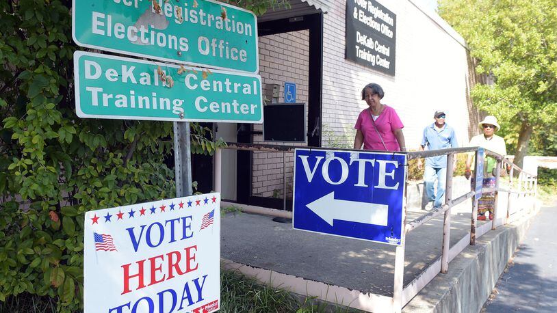 DeKalb County voters line up for early voting at the Voter Registration and Elections office in 2016. KENT D. JOHNSON / AJC