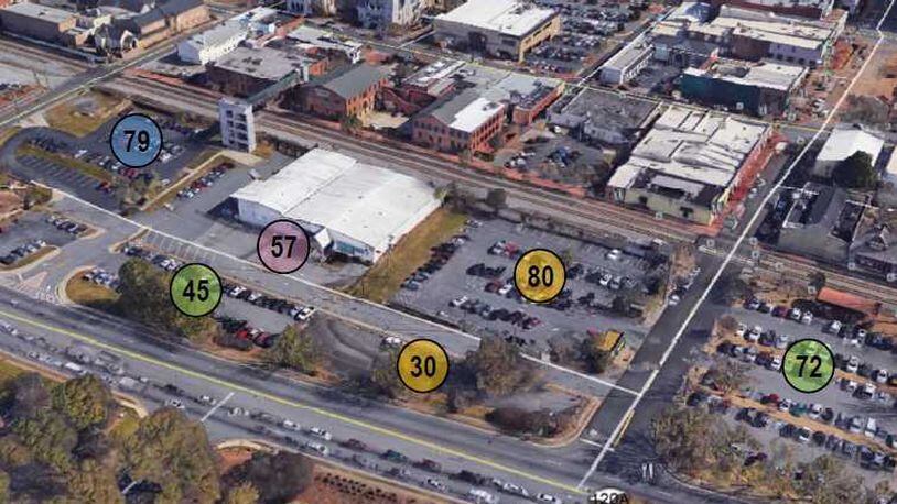 Here's a look at how many parking spaces Concordia Properties plans to provide, a mix of paid and free, for the Marietta Square Market it has proposed for the city's historic downtown.