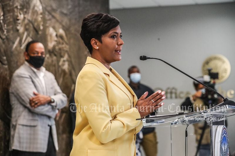 Mayor Keisha Lance Bottoms speaks at a press conference earlier this year. 