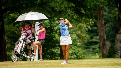 Athena Yoo, here competing in the 2023 Georgia Women's Amateur, was medalist in the Class 7A tournament and helped Lambert win the state title. She is the sort of elite player the new Louise Suggs Junior Girls Invitational is expected to draw.