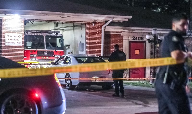 The victim was pronounced dead inside a white sedan parked outside the engine bay at Atlanta Fire Rescue Station 31 on Fairburn Road.