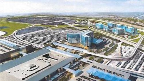 Rendering of possible airport hotel, office development